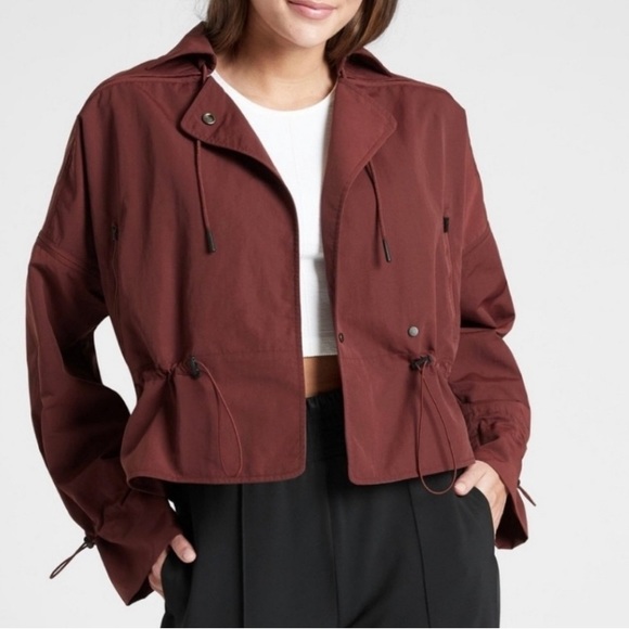 Athleta Arcadia Cognac Bomber Jacket Burgandy - Picture 1 of 3